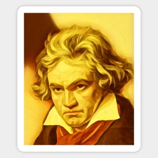 Ludwig van Beethoven Golden Colourful Portrait | Ludwig van Beethoven Artwork 8 Sticker